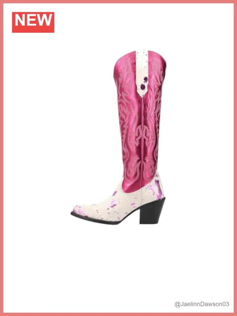 Dingo Calf Hair Leather Over The Knee Western Boots Snip Toe Block Heel